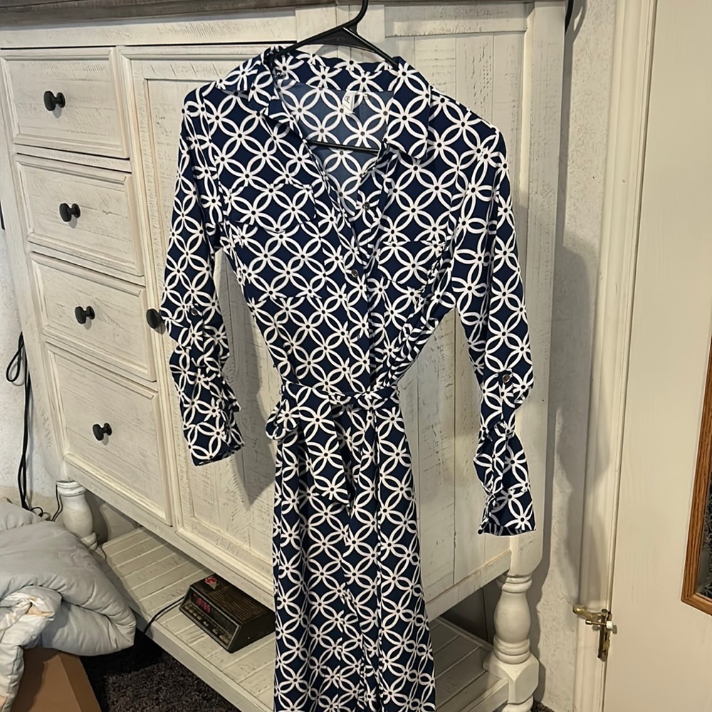 NY Button Down Dress with waist belt